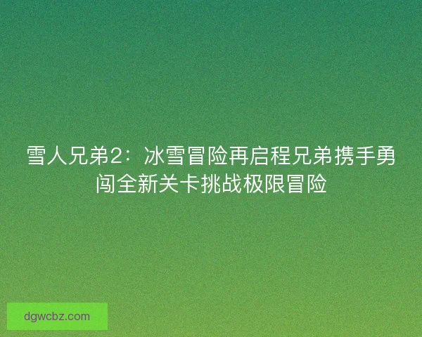 雪人兄弟2:冰雪冒险再启程兄弟携手勇闯全新关卡挑战极限冒险 雪人兄弟2:冰雪冒险再启程兄弟携手勇闯全新关卡挑战极限冒险
