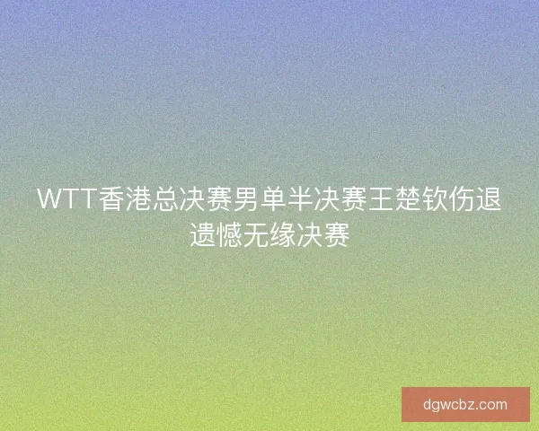 WTT香港总决赛男单半决赛王楚钦伤退遗憾无缘决赛 WTT香港总决赛男单半决赛王楚钦伤退遗憾无缘决赛