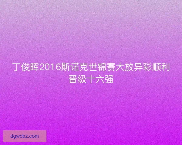 丁俊晖2016斯诺克世锦赛大放异彩顺利晋级十六强