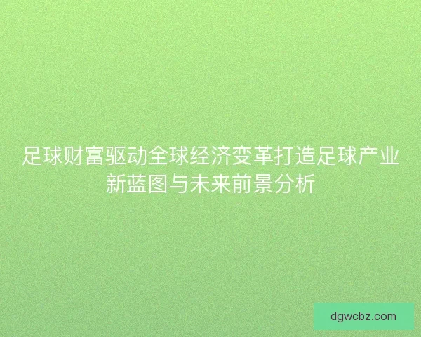 足球财富驱动全球经济变革打造足球产业新蓝图与未来前景分析 足球财富驱动全球经济变革打造足球产业新蓝图与未来前景分析
